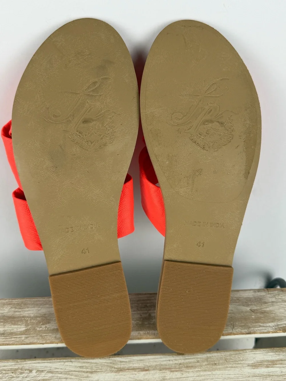 Free People Rio Vista slide sandals in a vibrant neon coral color 41 (10-10.5)